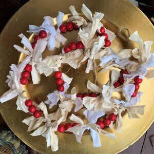 3 Feet/36 Inch Rag Tied and Red Bead Garland